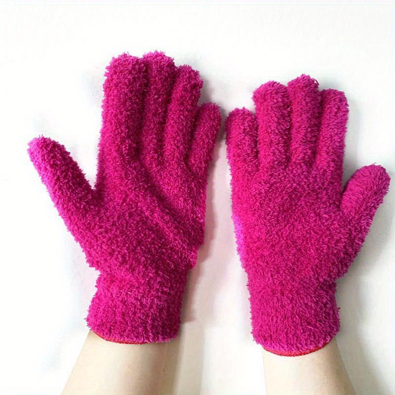 1Pc Microfiber Cleaning Gloves Car Detailing Dust Removal Wash Gloves Coral Velvet Knitted Super Soft Housework Absorbent Gloves
