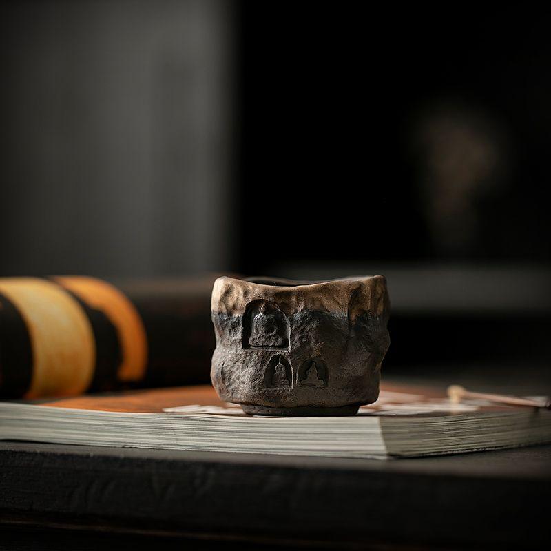 Manual Retro Gold-plated Iron Glaze Dunhuang Cup Tea Cup Master Cup Ancient Early-fired Handmade Ceramics Tea Cup Kung Fu Tea