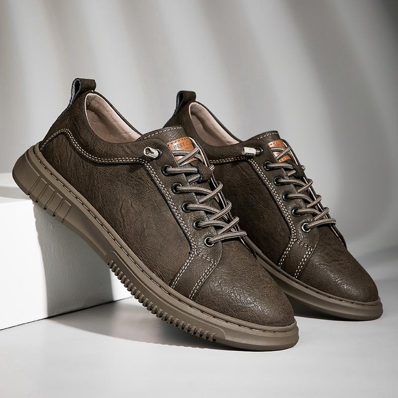 Men Casual Summer Shoes Lightweight Flats Fashion Genuine Leather Sneakers Walking Shoes for Male Skateboard Vulcanized Shoes