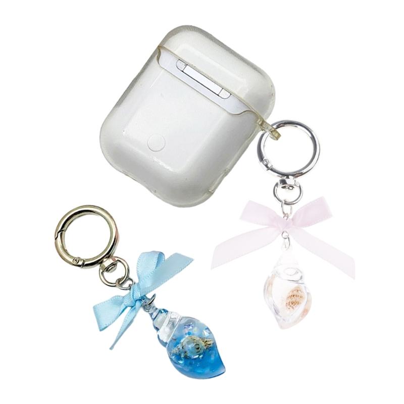 Stylish Conch Bowknot Keychain Stylish and Unique Keyrings Decoration Fashionable Accessory for Purses or Backpacks
