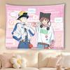 Anime Wall Tapestry Nakamura & Hirose Two Boys Computer UI Pink Background Polyester Wall Hanging For Teen Bedroom Otaku Dorm