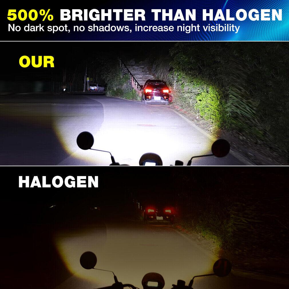 1Pc 360° H4 CSP LED Motorcycle Headlight Projector Lens Bulb Dual Color Hi/Lo Beam Light 40000Lm 120W Scooters Lamp W/ Fan 6000K 3000K White Yellow