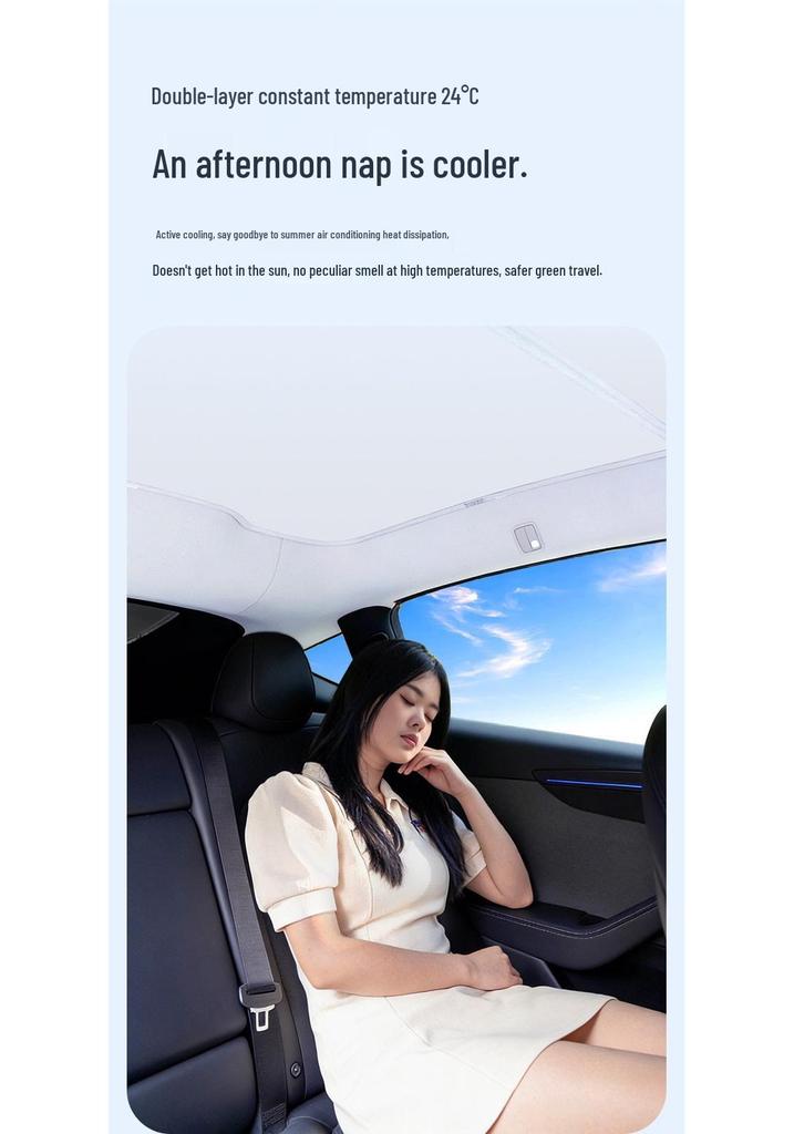 Tesla Model Y/3 Sunroof Sunshade: Upgraded Graphene Skylight for Sun Protection and Heat Insulation