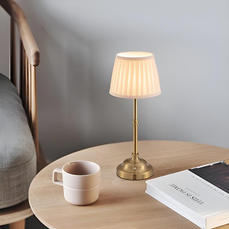 Nordic Minimalist Rechargeable Fabric Table Lamp - Retro High-End Bedside Night Light