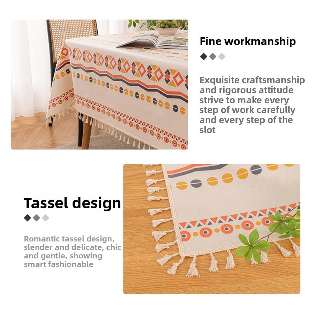 Bohemian TPU Tablecloth Waterproof Oilproof Wash Free Rectangular Dining Table Cover for Living Room