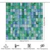 Green Blue Bath Mat Home Decor Shower Curtain Waterproof Fabric Bathroom Accessories For Bathtub Toilet Stickers Square Pattern