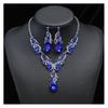 Women Necklace Earrings Rhinestone Luxury Hollow Symmetric Retro Set Out Anti-allergy Hanging Earrings Bridal Wedding