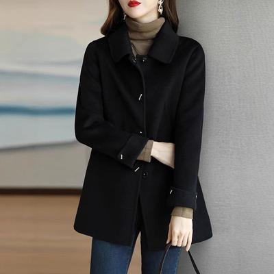 Woolen Coat Women's Autumn and Winter New Korean Style Raglan Sleeve Double-breasted Coat