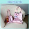 Kid Girl Satin Tote Bag With Embellished Letters For Daily Use