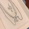 Xiaoxiangfeng French pearl necklace women's double-layer bow collarbone chain fashionable versatile neck chain with