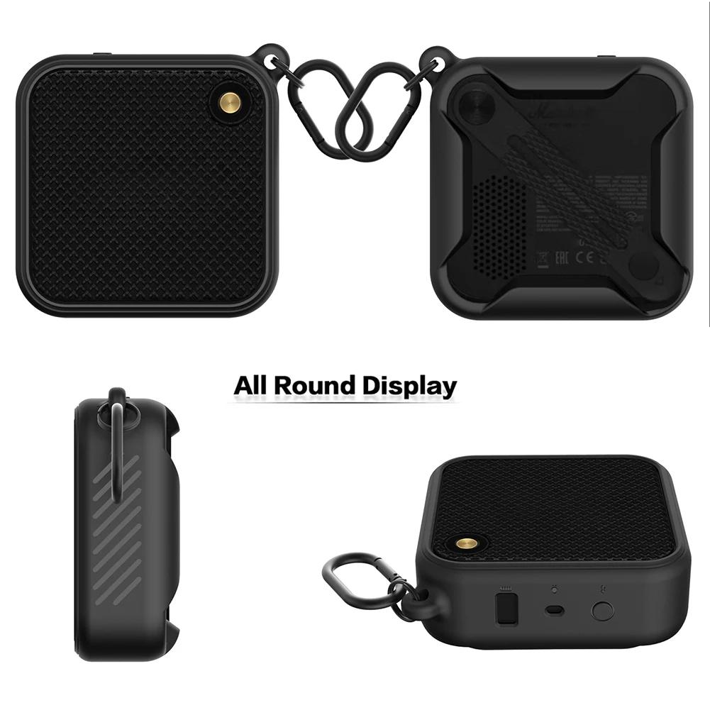 Speaker Silicone Carrying Storage Bag Portable Shockproof Protective Sleeve Anti-fall with Metal Hook for Marshall Willen