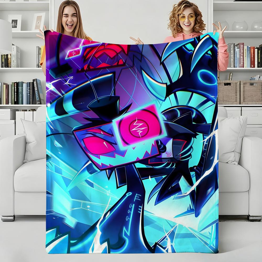 Animation H-HazbinHotel Throw Flannel Blanket Perfect for Sofa Office Bed Travel Sleep Read Relax Camping four season use