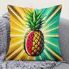 1pc Pineapple Watermelon Creative Design Pillowcase, Soft And Comfortable Polyester Short Plush Fabric, Single-Sided Printing, 44.96 X 44.96 Cm, Machi