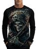 Men's Skull Graphic T-Shirts long Sleeve Skeleton 3D Print Street man t shirt autumn O-Neck Casual Y2k Top oversize Men clothing