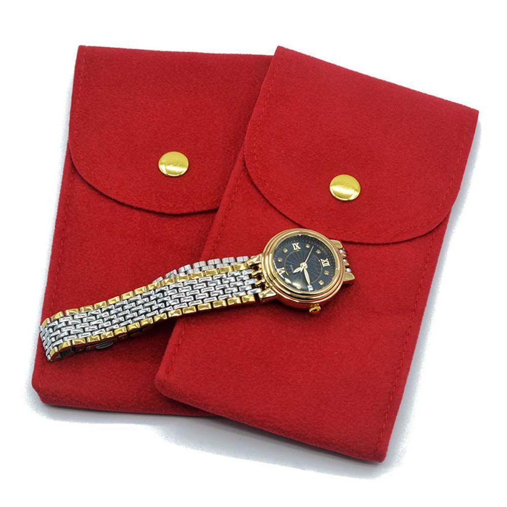 Button For Watch Storage Packaging Snap Bags Watches Pockets Watch Storage Bag Flannelette Pouch
