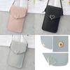 Stylish Women Simple Pu Leather Heart-shaped Decor Transparent Touch-screen Mobile Phone Bag