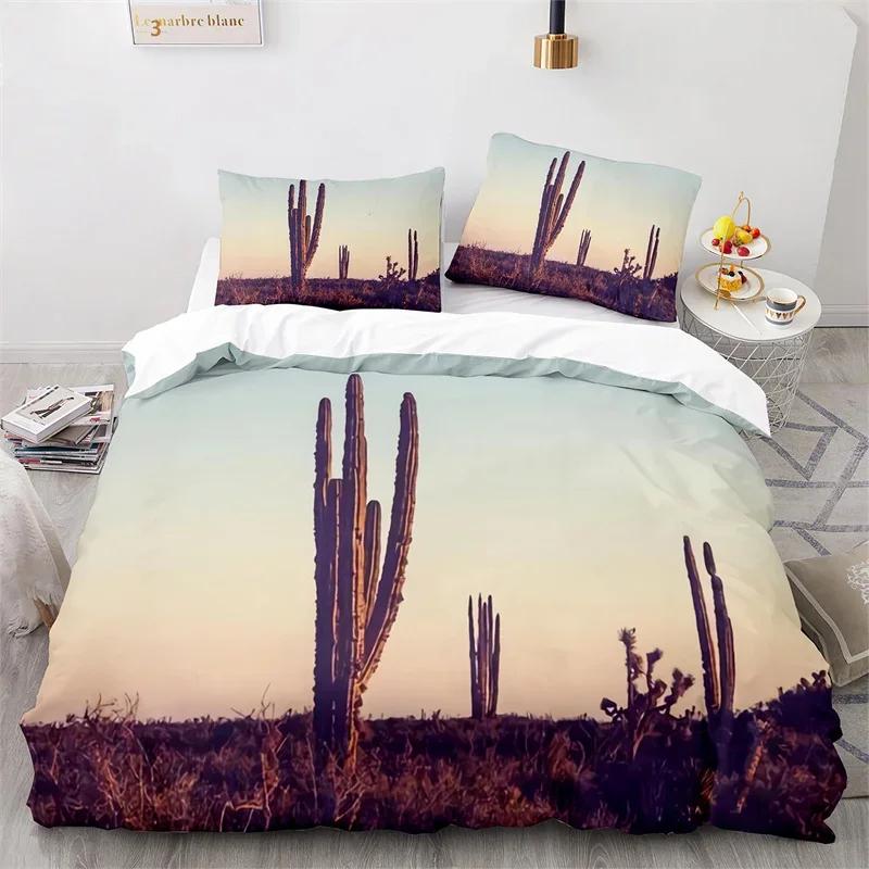 Cactus Soft Duvet Cover Tropical Desert Plant Quen Warm Comforter Cover Mountain Sunrise Beding Set Microfiber Comfortable Quilt Cover For Children 100*200cm Single