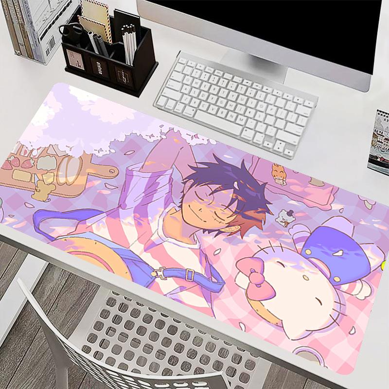 Large Mouse Pad Gaming Keyboard Mat OOne PPiece Luffy Black And White Anime Carpet Pc Computer Mousepad Game Extended Desk Mat