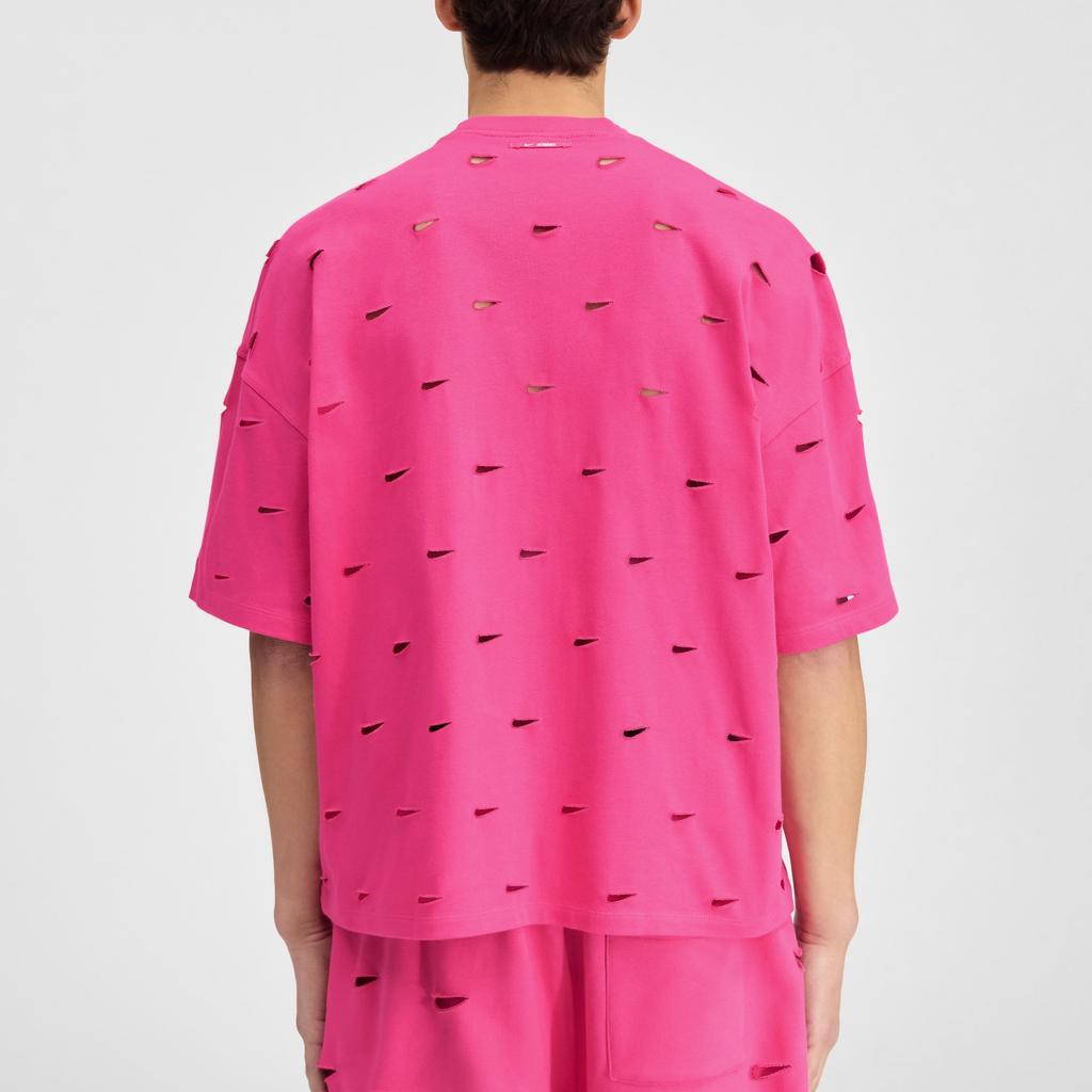 Nike X Jacquemus Co-Branded Logo Round Neck Hollow-Out Casual Short Sleeve Drop Shoulder T-Shirt Unisex Tops Watermelon-Red FJ3478-653