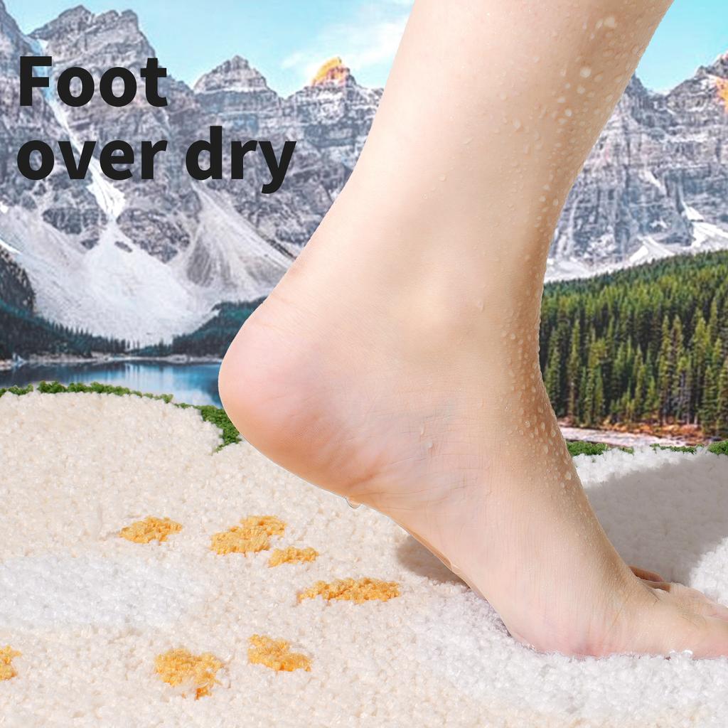 Cartoon Double Flower Bath Mat Bathroom Quick Drying Absorbent Foot Mat Super Fiber Flocking Comfortable and Soft Bathroom Rug