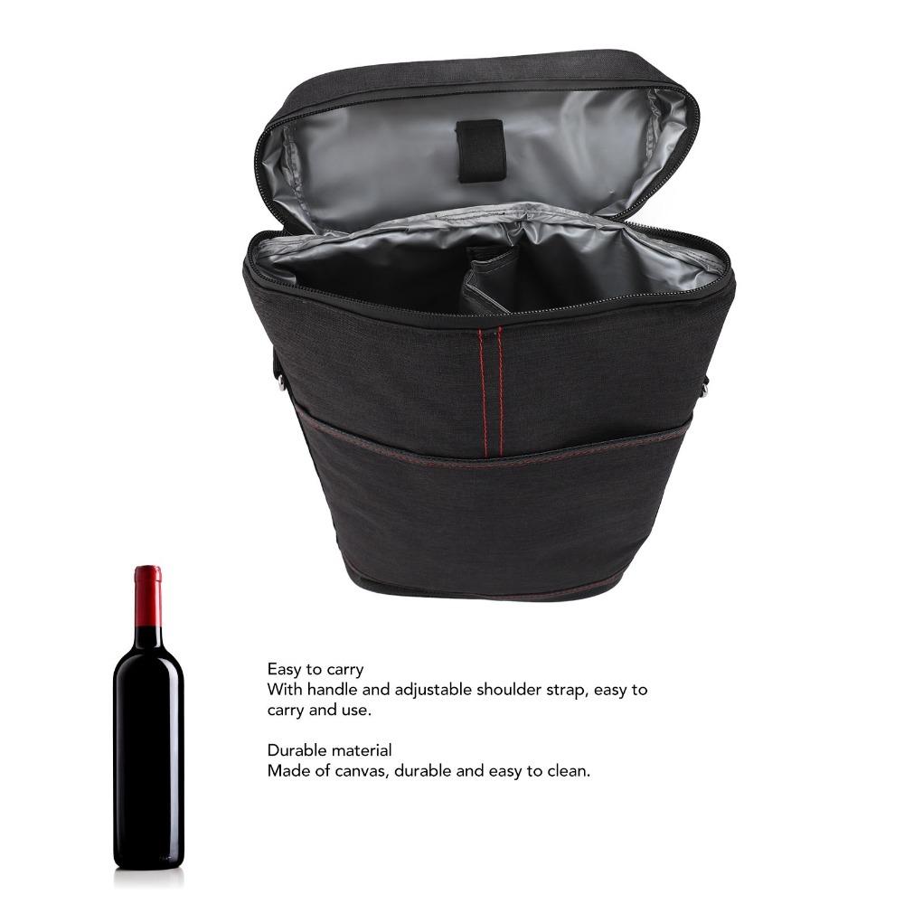 Canvas Material Wine Cooler Bag Black/Grey Insulated Wine Case Wine Protective Case For Travel