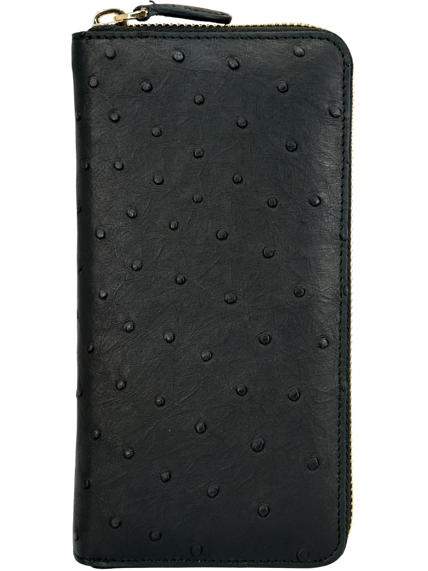 

This black ostrich wallet for women features a genuine ostrich quill mark and is made from a single piece of genuine It features a round zipper a coin чорний