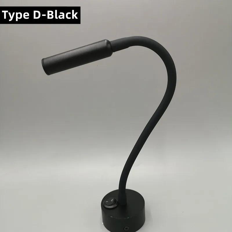 Lampă de perete cu LED-uri reglabilă pentru citire, 3W, furtun flexibil, aplice montată pe perete, pentru dormitor, pentru studiu, cu lampă de masă întrerupător