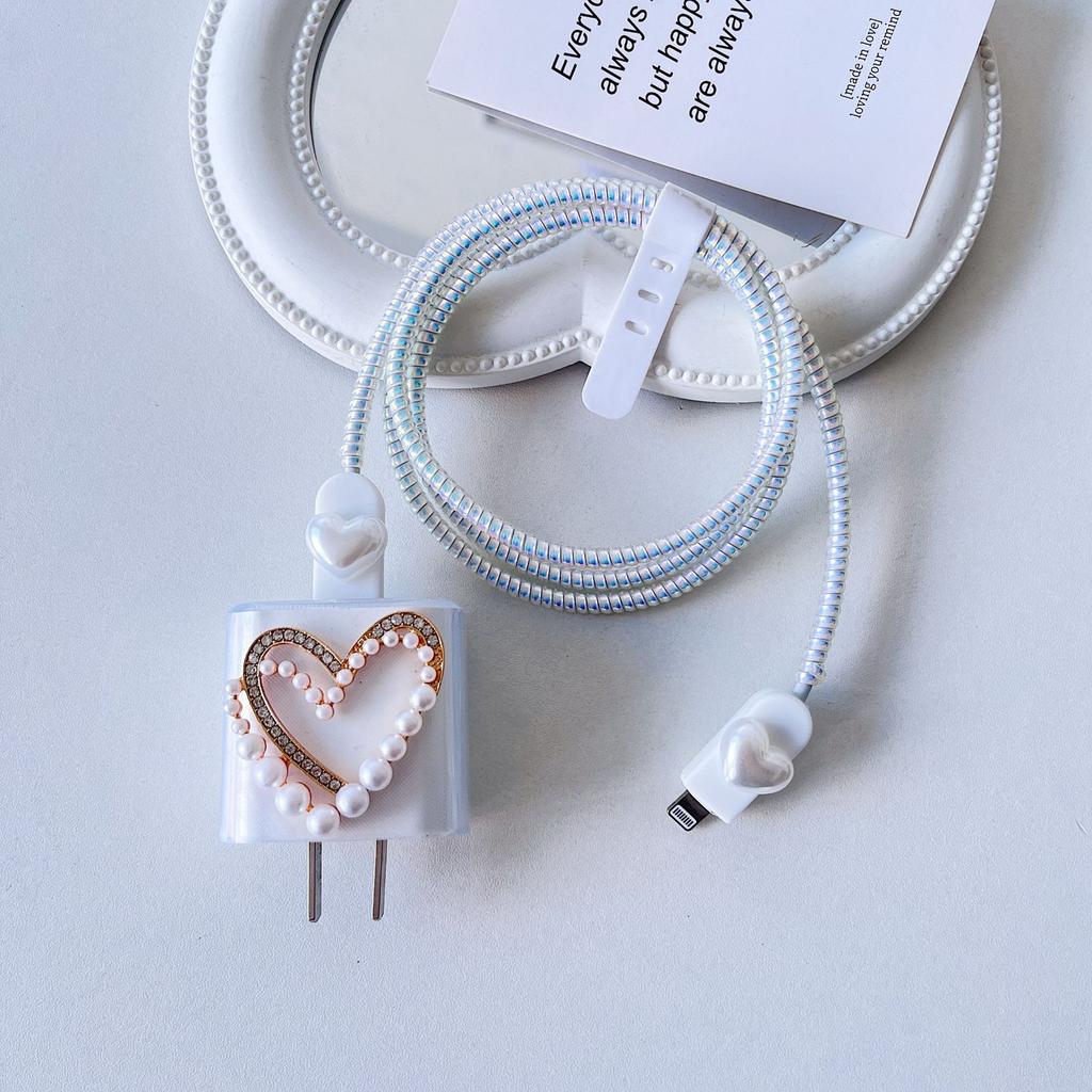 Flash Diamond Love Applies To Apple 14 Charger Protective Case iPhone13 Data Cable 20w Fast Charging Head 15Pro