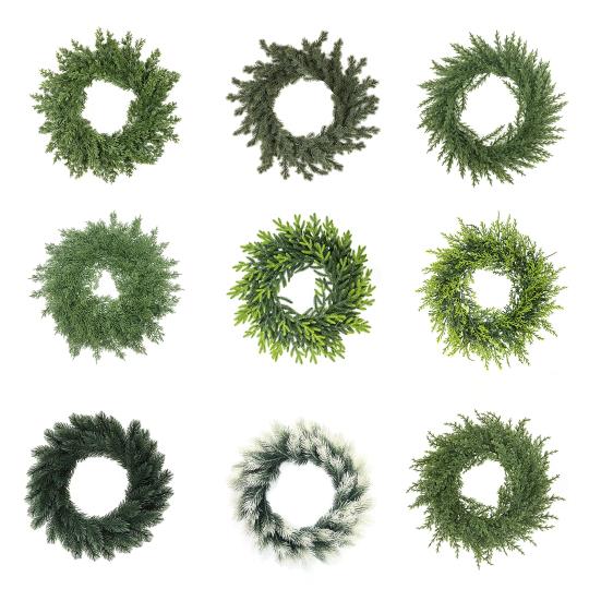 Christmas Pine And Cedar Wreath Winter Faux Greenery Wreath Holiday Fake Cedar Wreath for Indoor Outdoor Front Door Farmhouse Decoration