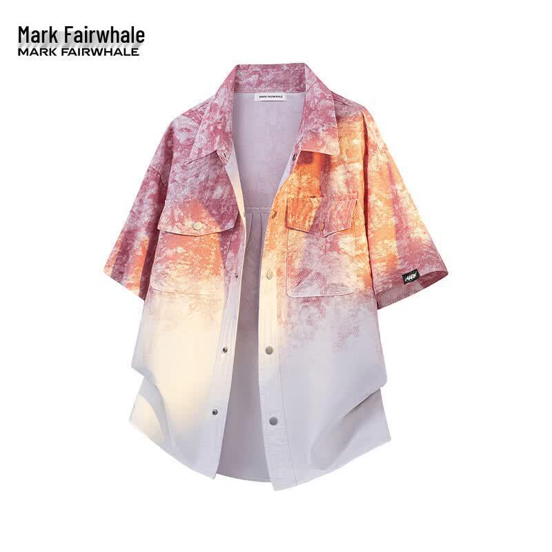 MARK FAIRWHALE Unisex American Retro Loose Fit Long Sleeve Workwear Shirt L
