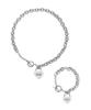 Vvv [Set] Signature Logo Heart Chain Toggle Surgical Necklace + Bracelet