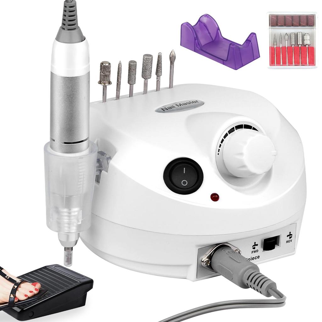 Electric Acrylic Nail Drill 30000 RPM Nail File with Foot Pedal Manicure Set, Nail Grinder for Gel Nails with Nail Drill Bits