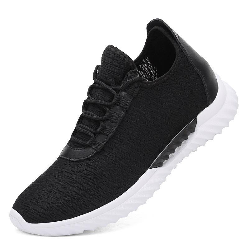 New Men s 8cm Height-Increasing Breathable Mesh White Casual Sneakers