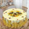 Sonnenblumen-Bienen-Druck Tischdecke, Frische Haushalts-Kaffeetisch-Tischdecke, Geeignet für lange und runde Tische