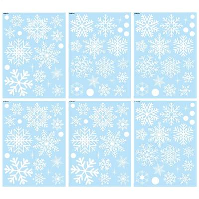 6pcs Snowflake Window Clings PVC Realistic Snowflake Stickers Winter Snow Flakes Glass Door Decals New Year Christmas Decoration