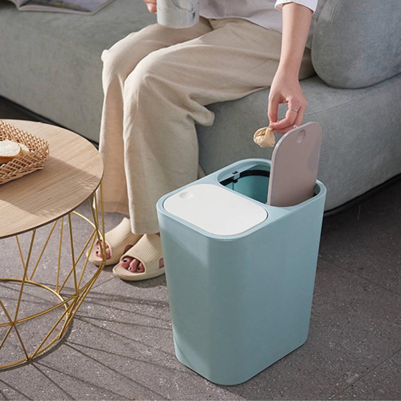 Kitchen Trash Can with Lid Household Classified and Wet Separation Garbage Basket (12L ) Bin Home Wastebasket Bins