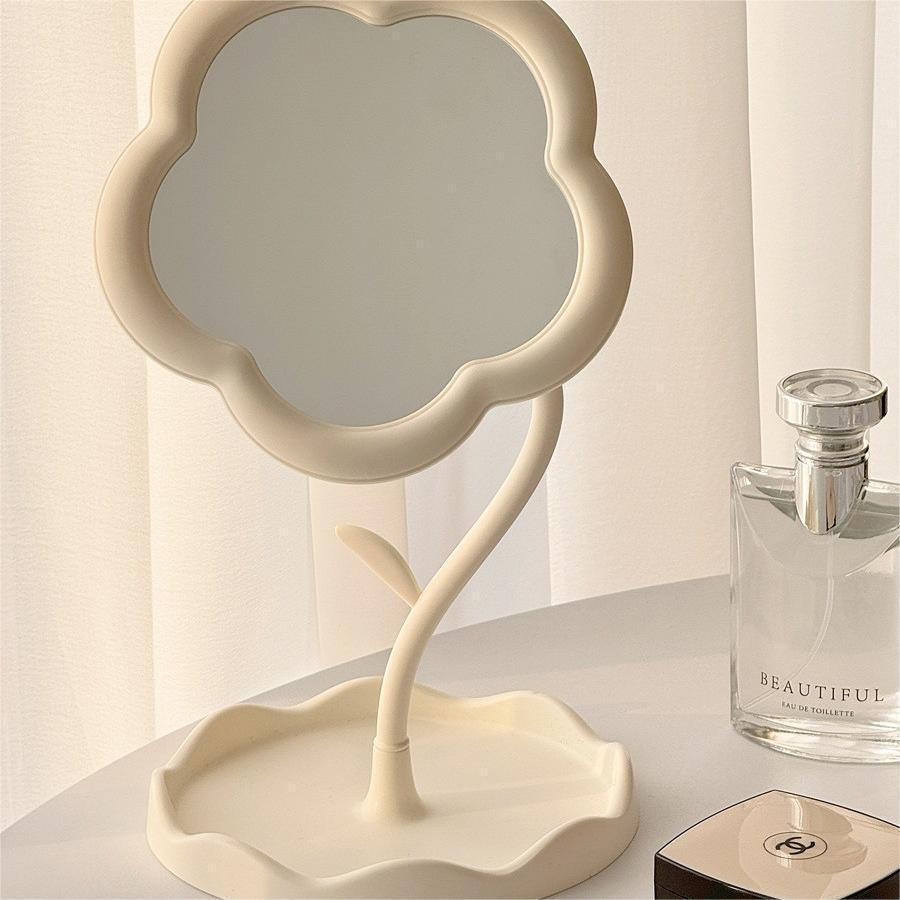 Desktop Portable Flower Mirror: Creative High-Value Makeup Mirror for Dorm, Bedroom, or Dressing Table