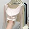 Camiseta de Manga Larga para Mujer Primavera y Otoño Estilo Francés Ajustada Ropa de Mujer con Falso Dos Encaje Y2k