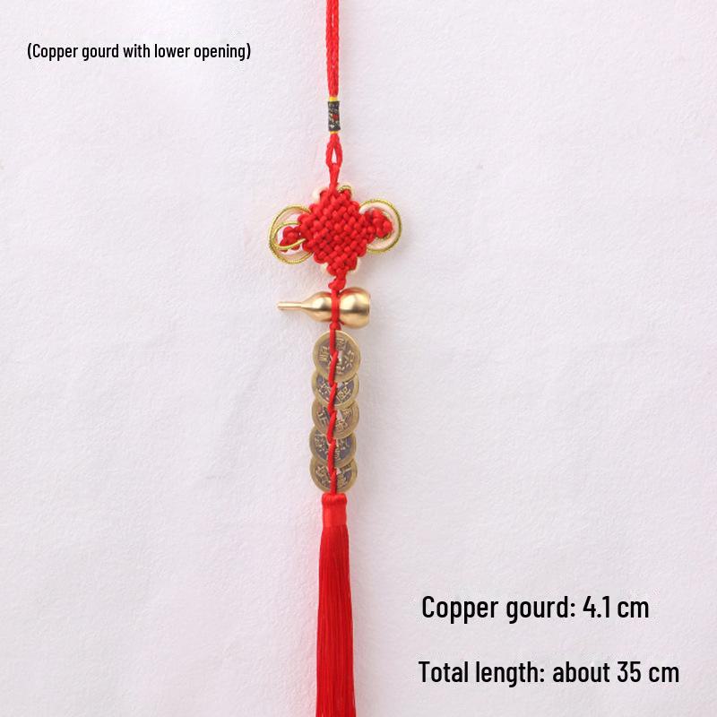 Natural Gourd Five Emperors Coin Pendant with Chinese Knot