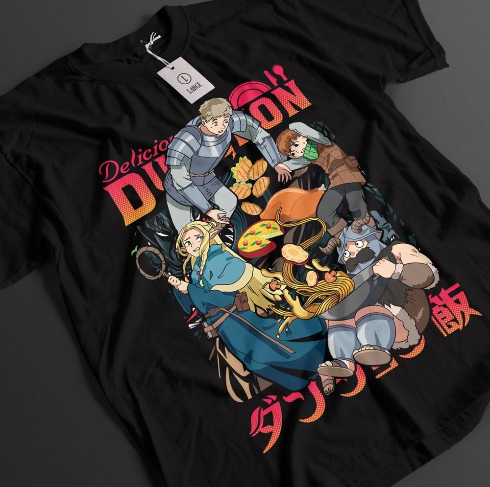 

Delicious In Dungeon Shirt Laios Tshirt Marcille T-Shirt Senshi Top Anime Tee 4XL