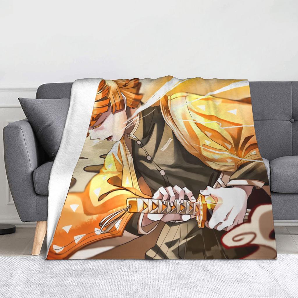 Kyojuro Rengoku Kimetsu No Yaiba Blanket Velvet Spring Autumn Japanese Anime  Multifunction Throw Blanket for Sofa Bedroom Quilt