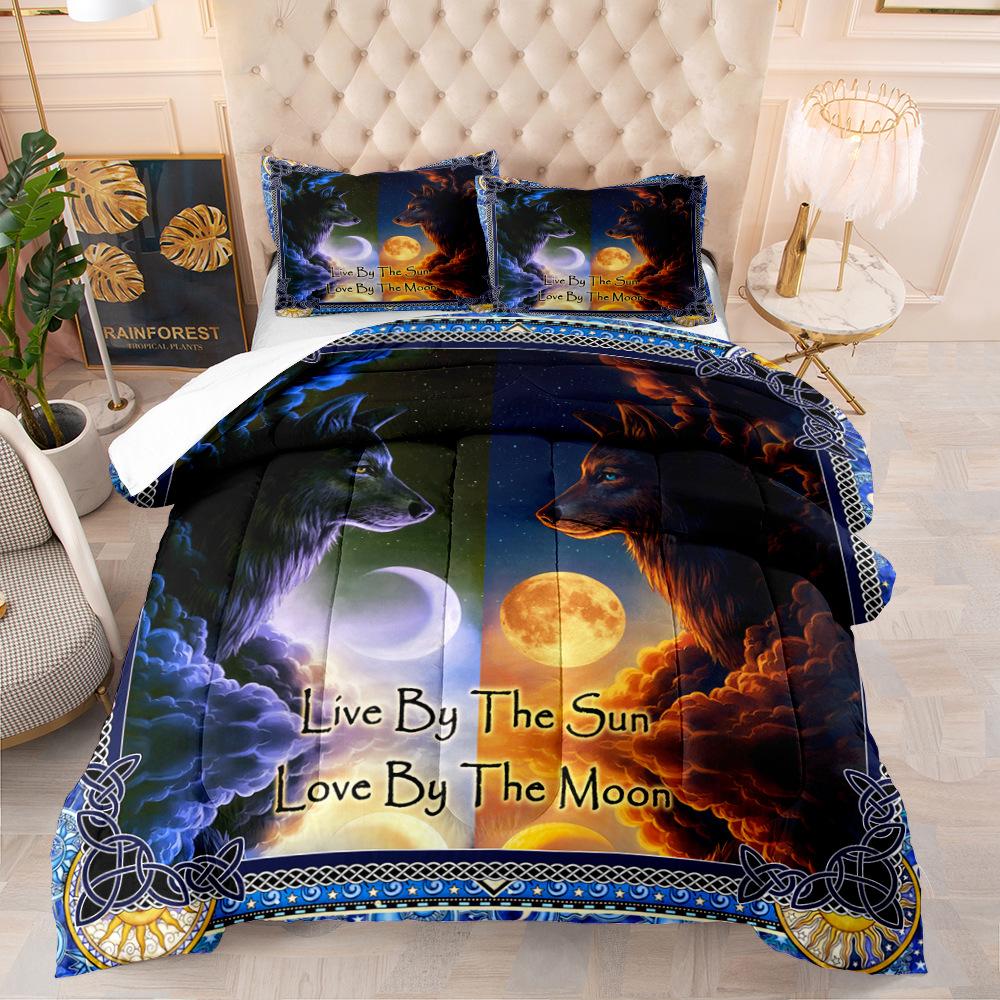 Digital Printing Animal Cat Wolf Elephant Series Three-Piece Bedding Printing