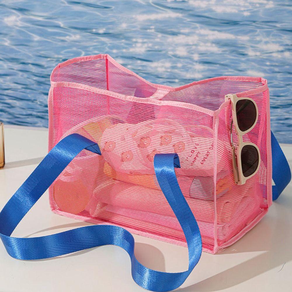 Foldable Mesh Shoulder Bag Light Weight Toiletry Storage Bag Reusable Swimming Handbag  Outdoor