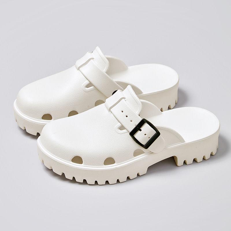 Fashion Slides Black Round Toe Women's Mules Slippers and Ladies Sandals Platform Shoes New Fashion Casual Wholesale Original Pvc Eva 39