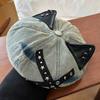 Soft Cotton Studded Cats Ear Hat Adjustable Head Size Vintage Unisex Beret For Theme Event Outfits