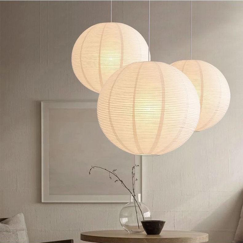 Nordic Wabi-Sabi Japanese Style Paper Lantern: Round Pendant Light by Isamu Noguchi