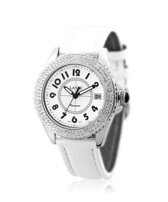 [Lantz] Lantz Women's Leather Band Watch White LA525 MWH