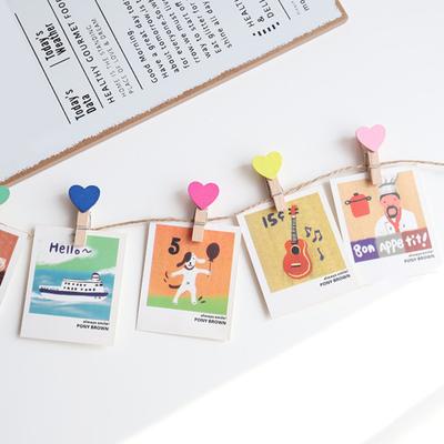 Yousheng 10/20Pcs Wooden Clothespin with Rope Home Classroom Photo Picture Hanging Love Heart Clip Heavy Duty Sock Towel Sheet Laundry Clothing Peg
