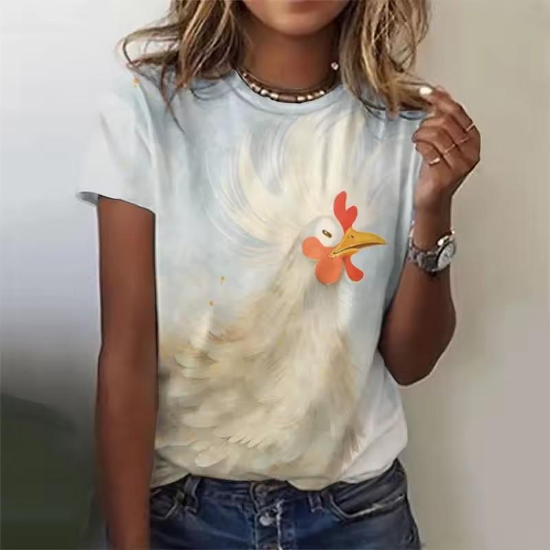 3D-gedrucktes Fuchs-T-Shirt für Frauen, Cartoon-Tiere, grafische T-Shirts, Sommermode, Harajuku, übergroße T-Shirts mit Rundhalsausschnitt und kurzen Ärmeln