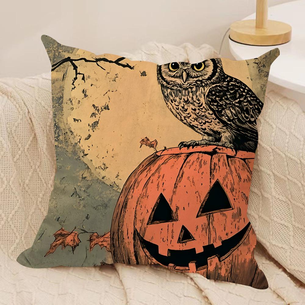 Halloween All Saints Day Cushion Cover Silky Short Plush Invisible Zipper Dustproof Sofa Pillow Case For Home Decor